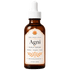 A 2 fl oz amber glass dropper bottle of The Hair Fuel Agni Scalp Serum, featuring a white dropper cap and a cream-colored label with orange botanical illustrations.