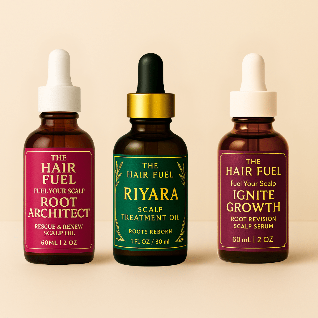 The Hair FuelHair Growth Oil &amp; Serum Trio – Riyara, Ignite &amp; Root Architect