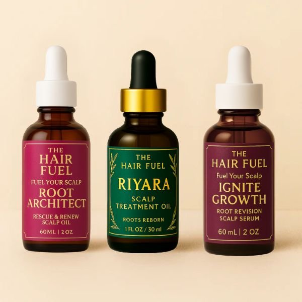 Hair Growth Oil &amp; Serum Trio | Riyara, Ignite &amp; Root ArchitectThe Hair Fuel