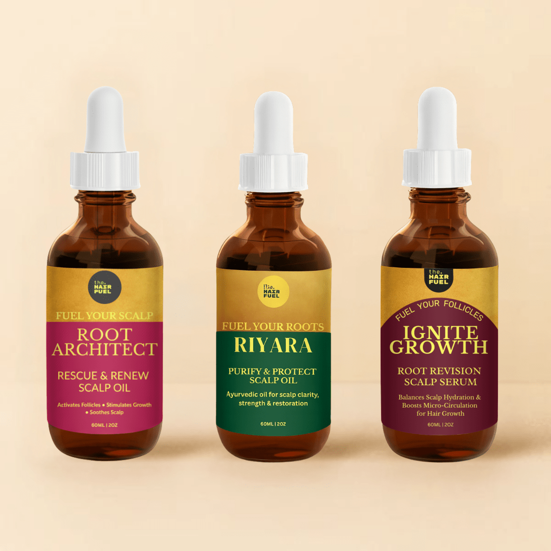 Hair Growth Oil &amp; Serum Trio | Riyara, Ignite &amp; Root ArchitectThe Hair Fuel
